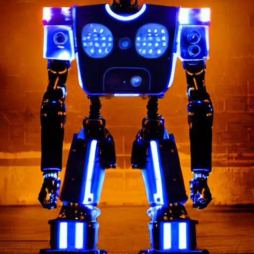 Image similar to humans on their knees worship robot king , cybertronic , LEDs , rim lighting , realistic , 4k , HD , photograph