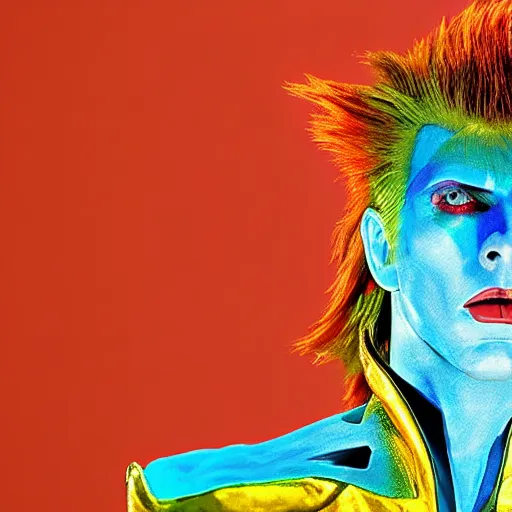 Image similar to ziggy stardust from Mars anamorphic illusion 4k