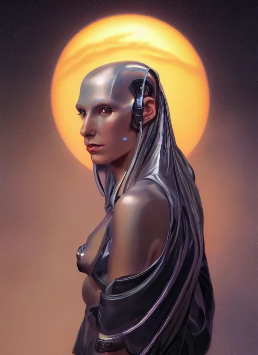 Image similar to biblical beautiful female android, transparent skin, bright glowing veins, in clouds, sunset, portrait, studio light, by gerald brom, by peter elson, muted colors, extreme detail, reflections, trending on artstation, 8 k