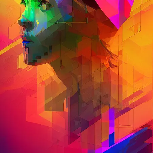 Image similar to glitched, artstation, colorful