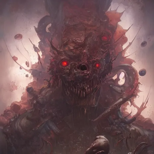 Image similar to conglomerate of machine and flesh, festering, enraged, threatening, by lucas graciano, digital art, steve argyle, peter mohrbacher, davi blight