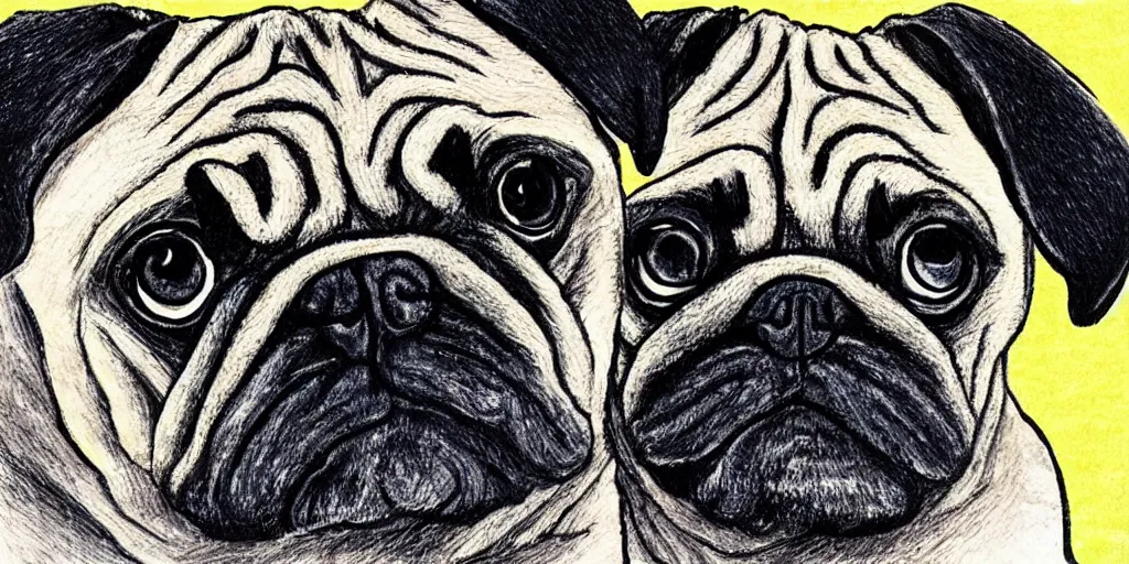 Prompt: a pug drawn in Picasso style