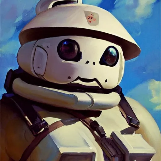 Image similar to greg manchess portrait painting of armored stay puft marshmallowman as overwatch character, medium shot, asymmetrical, profile picture, organic painting, sunny day, matte painting, bold shapes, hard edges, street art, trending on artstation, by huang guangjian and gil elvgren and sachin teng