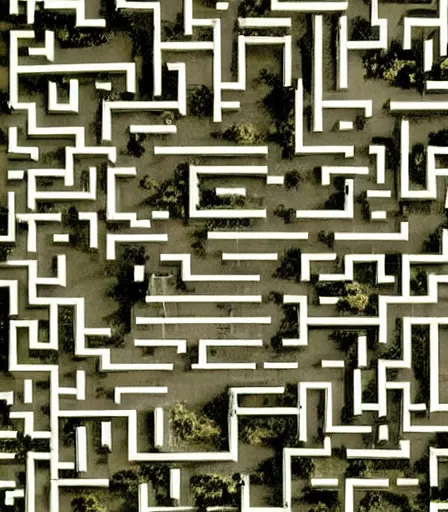 Image similar to a maze photographed by berne becher and hilla becher