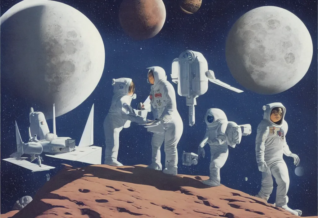 Image similar to Destination Moon, Rick Guidice, Chesley Bonestell, Lucien Rudaux, Rolf Klep, Fred Freeman, George Pal