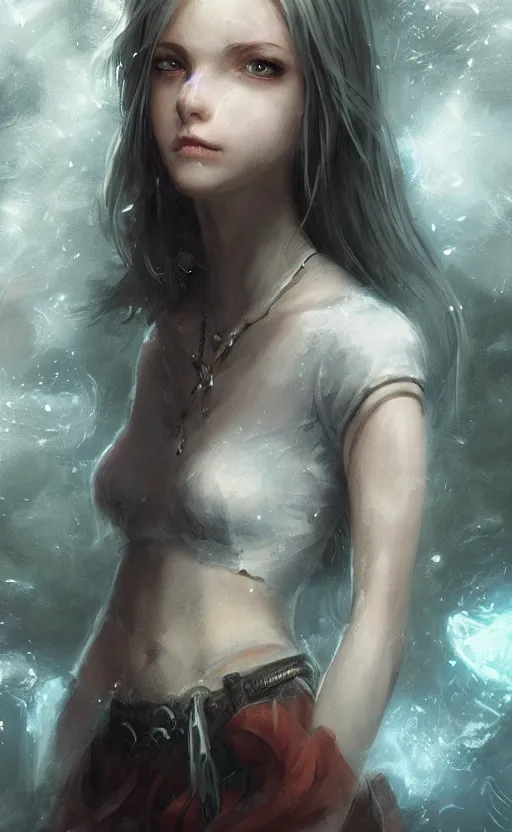 Image similar to a girl from final fantasy live action, casual clothing, evocative, mystical night, very very very very detailed, award winning, masterpiece digital painting by greg rutkowski, alex grey, artstation, 4 k wallpaper