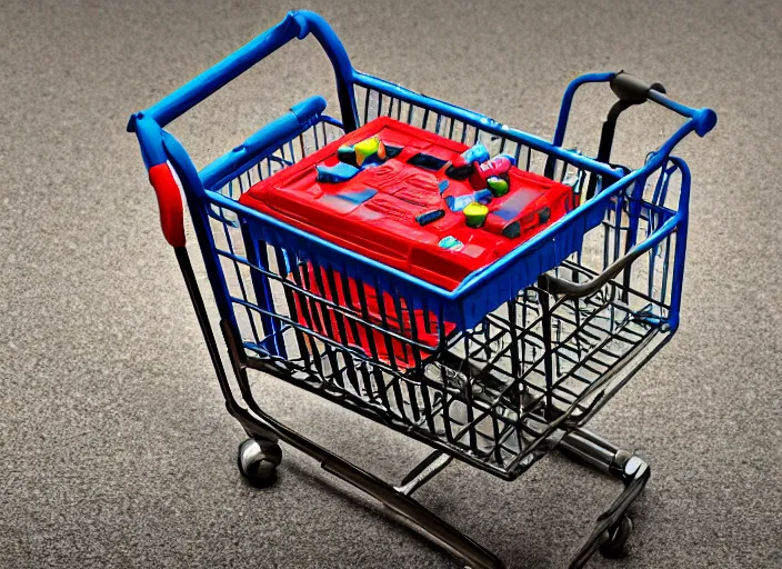 Image similar to gamer shopping cart, high resolution, high detail, 8 k