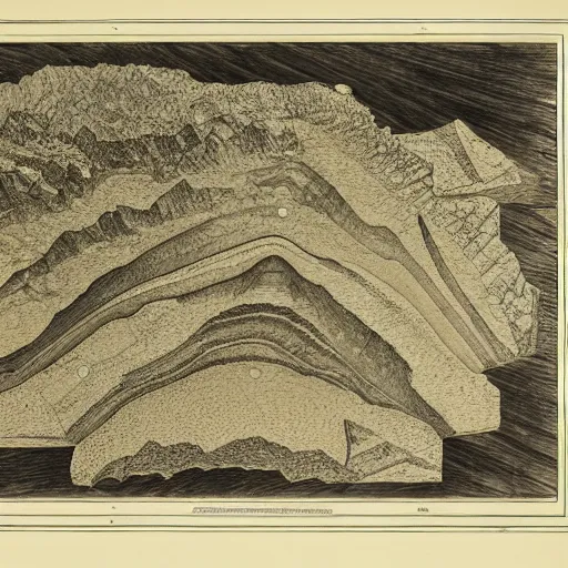 Prompt: a geological chart by franklin booth h 7 6 8 -
