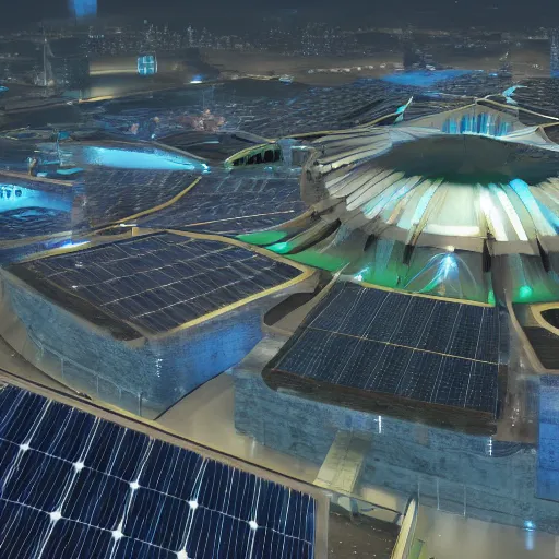 Image similar to A photo of a Futuristic, Solarpunk, Trinidadian Capitol, photorealistic, 4K