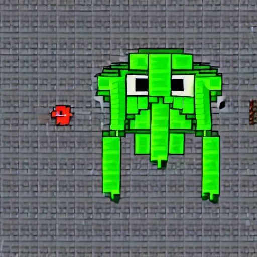 Prompt: Cthulhu as a minecraft boss, in game screenshot