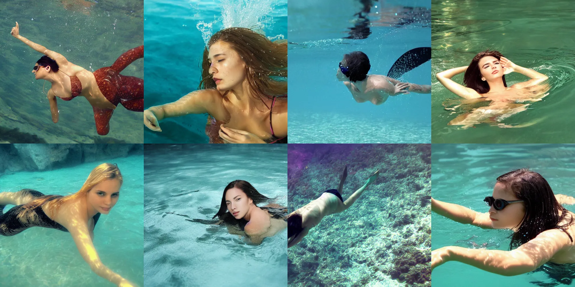 Prompt: beautiful female creature swimming