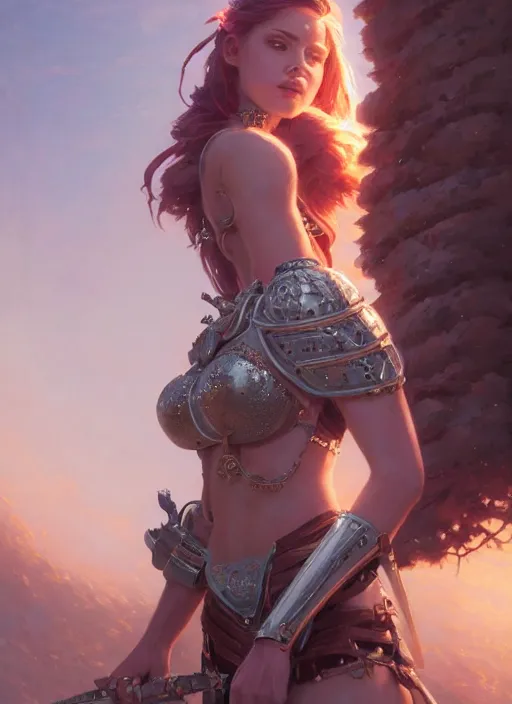 Image similar to highly detailed portrait of a beautiful sensual female wearing a knight armor, stephen bliss, 8 k, unreal engine, fantasy art by greg rutkowski, loish, rhads, ferdinand knab, makoto shinkai and lois van baarle, ilya kuvshinov, rossdraws, tom bagshaw, global illumination, radiant light, detailed and intricate environment