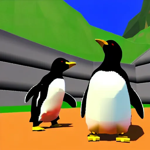 Prompt: danny devito punching penguins, nintendo 6 4 screenshot, low poly, aliased