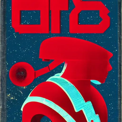 Image similar to vintage sci-fi book cover, high detail, red color bleed, film grain