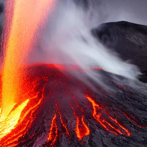Image similar to a close up photograph of a volcanic eruption, nature photography, award winning photo