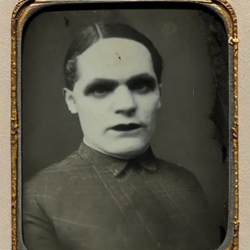 Image similar to tintype photo of bizarro