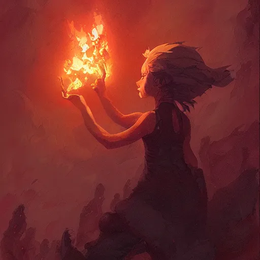 Prompt: Flema, the fire demon by studio ghibli and greg rutkowski