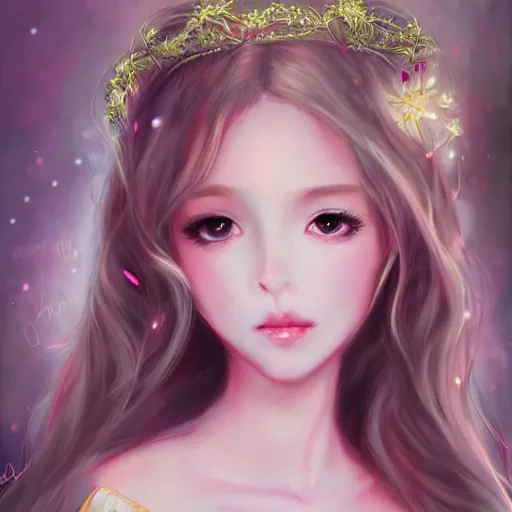 Image similar to realistic beautiful gorgeous natural cute, fantasy, elegant, lovely, princess girl, art drawn full hd, 4 k, highest quality, in artstyle by professional artists wl, kawaii