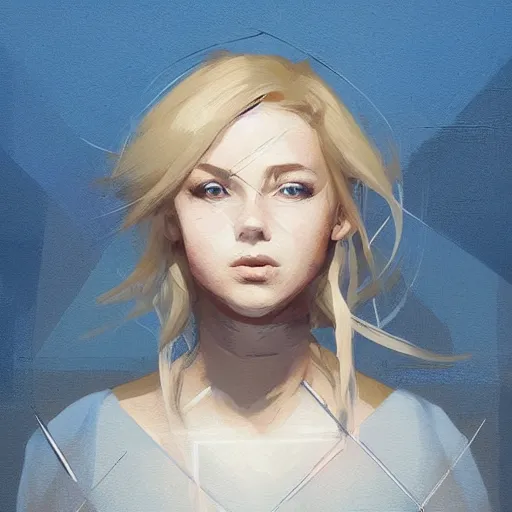 Image similar to Beautiful girl with a blond hair and blue eyes profile picture by Greg Rutkowski, asymmetrical, Organic Painting , Matte Painting, geometric shapes, hard edges, street art, trending on the artstation, realistic:2 by Sachin Teng:4, blur: -4