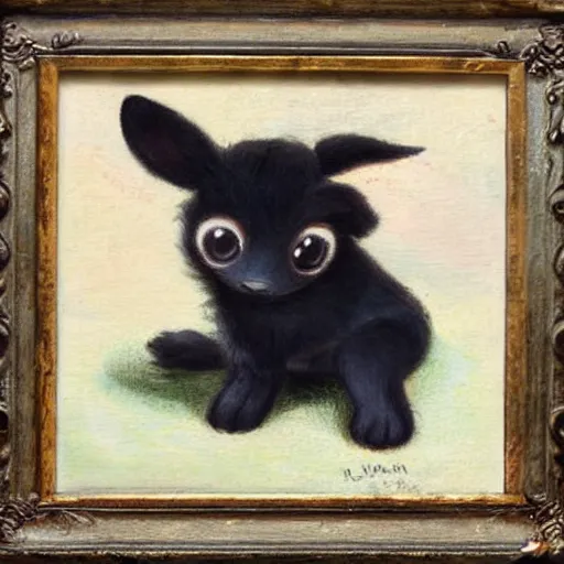 Prompt: umbreon pup in the style of a naturalist painting