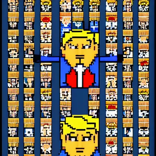 Prompt: donald trump game sprite 1 6 bit style