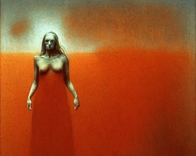 Image similar to by francis bacon, beksinski, mystical redscale photography evocative. uma thurman