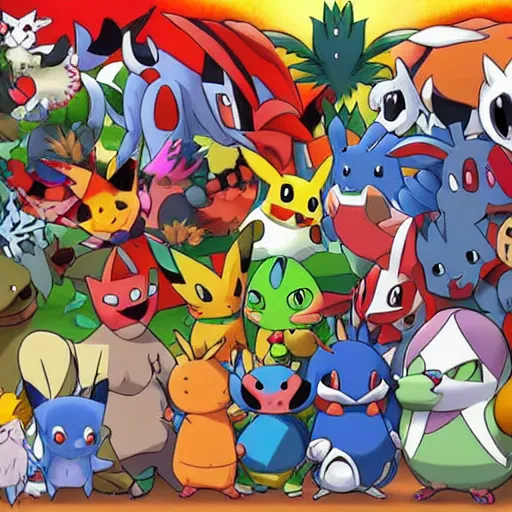 Image similar to all the pokemons together.