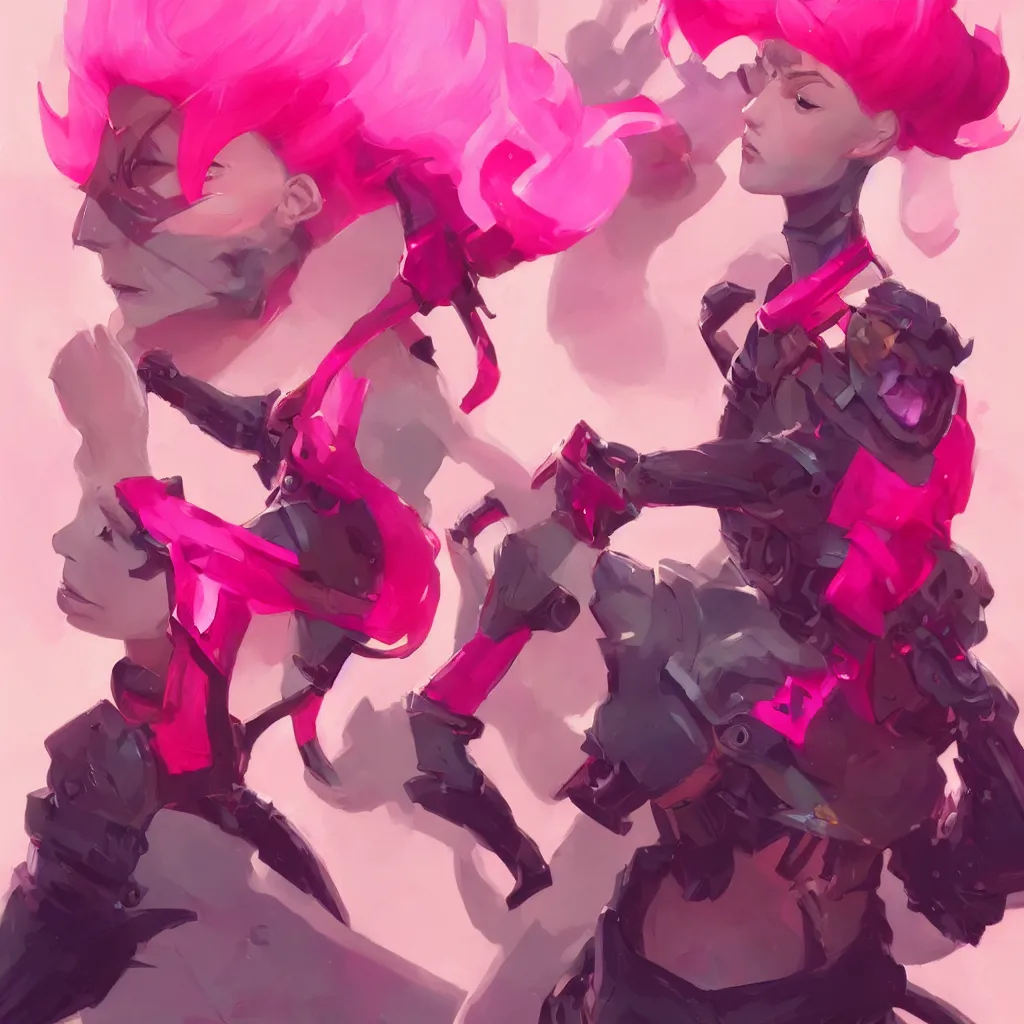 Prompt: female paladin with bright pink mohawk, portrait, behance hd artstation by jesper ejsing by rhads, makoto shinkai and lois van baarle, ilya kuvshinov, ossdraws