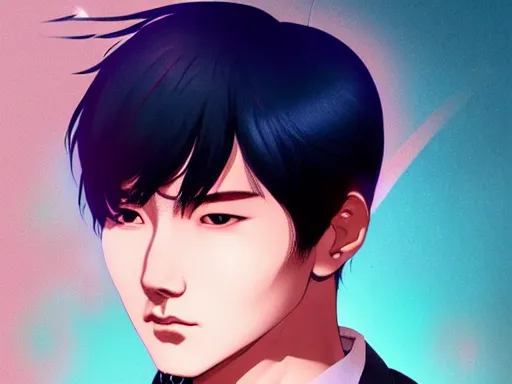 Image similar to portrait MIN YOONGI is ZUKO, night time, dynamic lighting , looking at his FIRE SCAR reflection, +++ super super super dynamic posing, J.C LEYENDECKER, thick eyebrows, super DYNAMIC serious facial expression