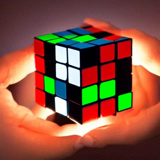 Image similar to a rubix cube made of light