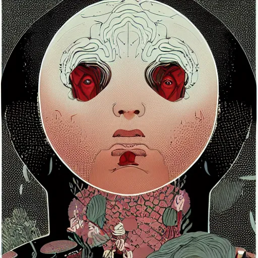 Prompt: illustration of to pout, sullen, showing irritation or ill humor by a gloomy silence or reserve by studio multi and victo ngai, malika favre