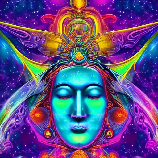 Image similar to a cosmic deity, digital art, astonishing detail, smooth lines, beautiful colours