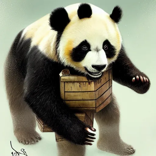 Prompt: panda wearing hockey uniform, intricate, sharp focus, illustration, highly detailed, digital painting, concept art, matte, art by ruan jia and wlop and greg rutkowski, masterpiece