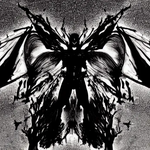 Image similar to mothman demon, crimson death wings, in the shadows of the blinding chaotic cosmic star, shadow art, wispy ink horrors, photo pic by 35mm