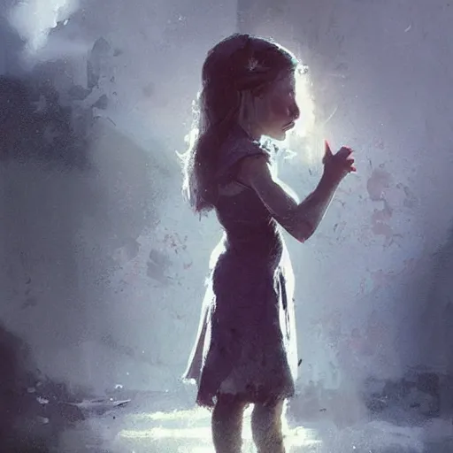 Prompt: little girl, artwork by greg rutkowski,