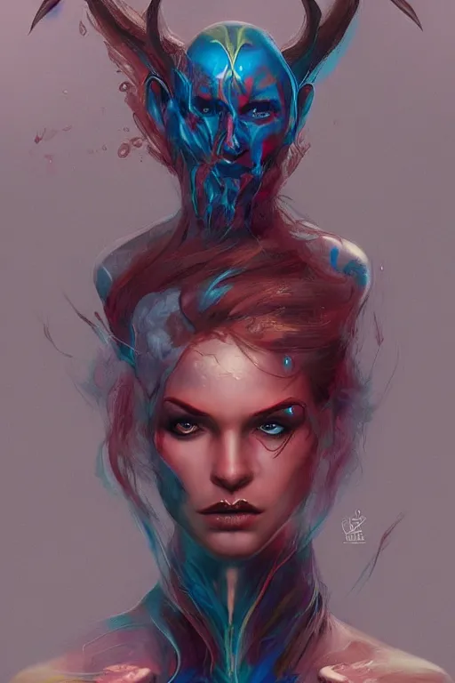 Prompt: djinn man demon, fashion photography, portrait, full body character concept art, costume design, illustration, symmetrical face and body, single face, cinematic color grading, editorial photo, fashion, hyperrealism, trending on artstation, Charlie Bowater, WLOP