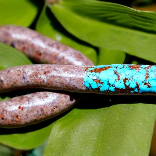 Image similar to a small turquoise sausage - shaped creature with two elongated sticks from its body