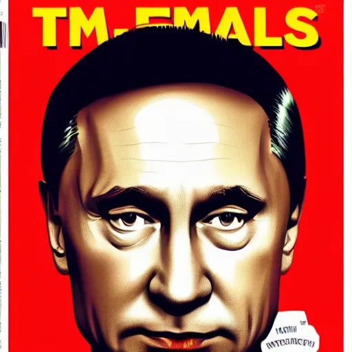Prompt: Vladmir putin portrait photo artwork by James Gilleard in TIMES magazine cover photo