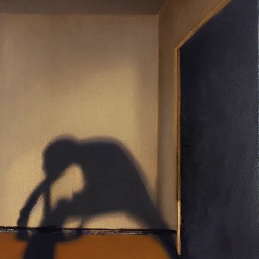 Prompt: a human shadow wandering in sad childhood memories, smoking weed, mental health, derealisation, disconnected, resignation, melancholy, oil painting, by francis bacon, emotional conflict, hd, 8 k, trending on artstation, paradoxal, perfect framing, neo - expressionism, expressive, masterpiece