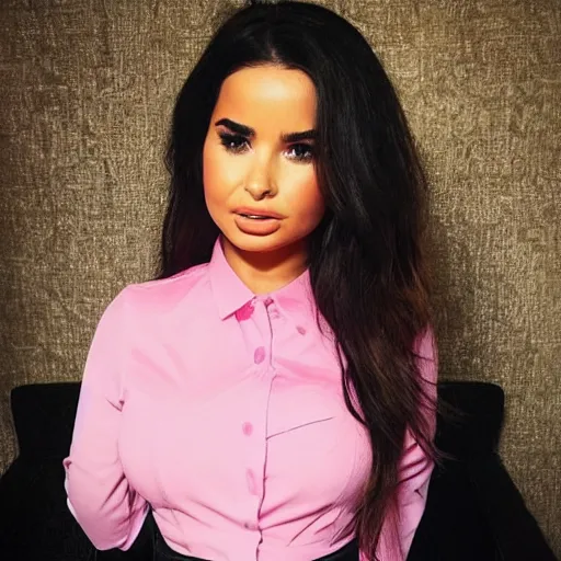 Prompt: an Instagram photo of Demi Rose wearing pink shirt