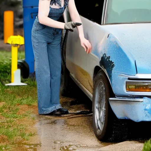 Image similar to christina hendricks as car washer,