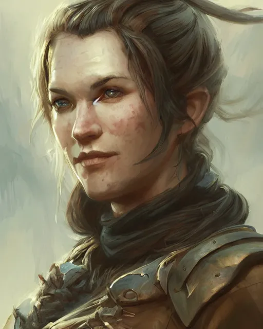 Image similar to the elder scrolls vi, charismatic rugged female nord warrior portrait, illustration, rim light, top light, perfectly shaded, soft painting, art by ross tran, krenz cushart and wenjun lin