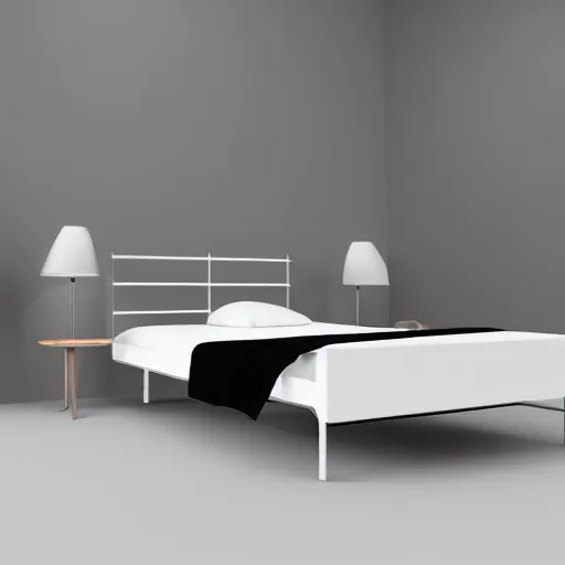 Prompt: Timeless Braun bed designed by Dieter Rams in the 60’s, gorgeous 3D render