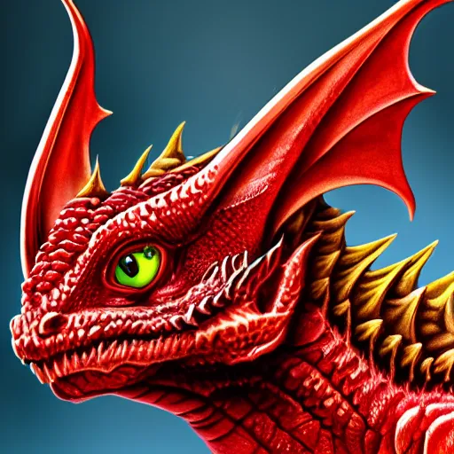 Image similar to a small arrogant red dragonling pet, highly detailed illustration, headshot, 4k