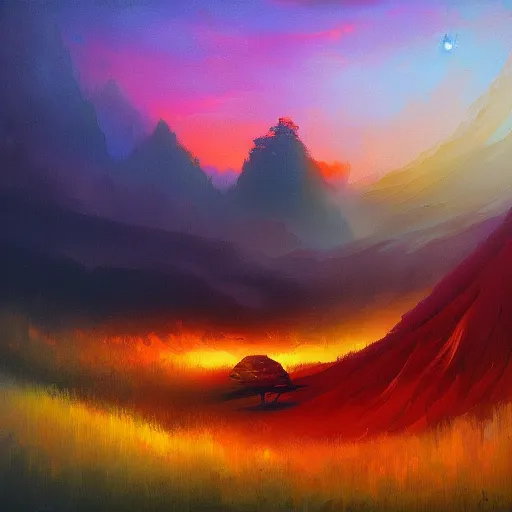 Prompt: landscape painting by Anato Finnstark