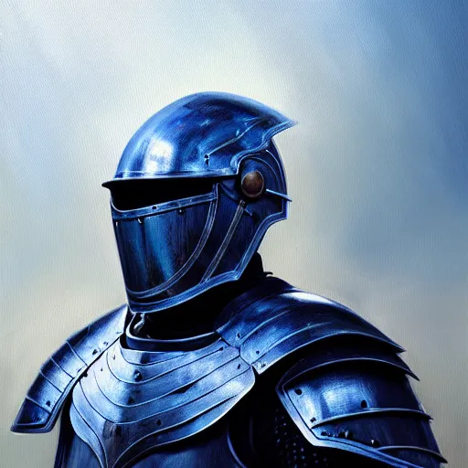 Prompt: beautiful oil portrait painting of blue alwyte armor, medieval armor, knight, natural light, outside. artstation, concept art, smooth, sharp focus, illustration, by bartek fedyczak, erak note, tooth wu, neil richards, kan liu, siwoo kim, jisu choe