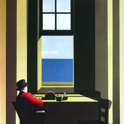 Image similar to Magritte by Edward hopper