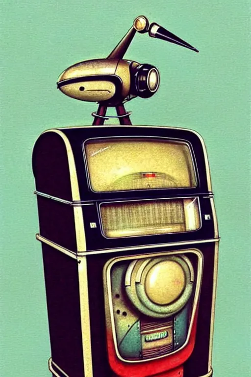 Image similar to ( ( ( ( ( 1 9 5 0 s retro robot jukebox. muted colors. ) ) ) ) ) by jean - baptiste monge!!!!!!!!!!!!!!!!!!!!!!!!!!!!!!