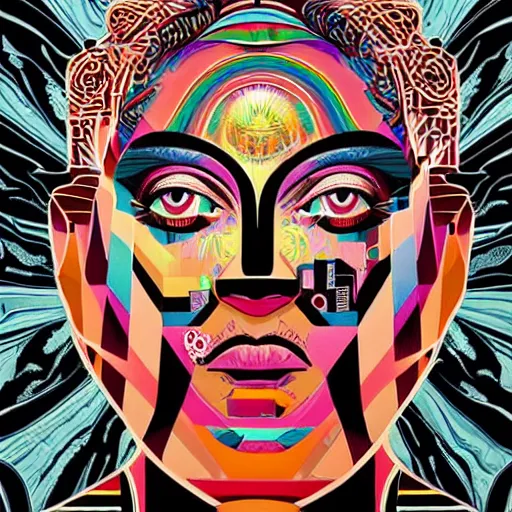 Image similar to God portrait by Tristan Eaton, geometric, trending dribble, behance