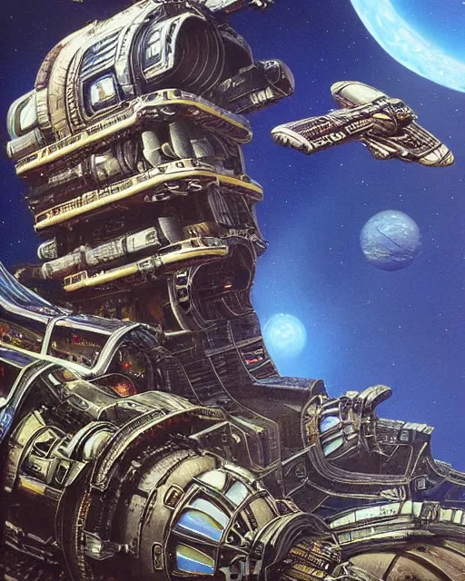 Prompt: pipe organ spaceship, hyper realistic, fantasy art, in the style of chris foss, intricate, hyper detailed, smooth